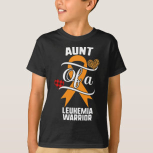 Aunt Leukaemia Awareness Leopard Buffalo Plaid Fam T-Shirt