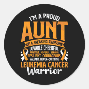 Aunt Leukaemia Cancer Awareness Survivor Orange Ri Classic Round Sticker