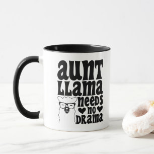 Aunt Llama Needs No Drama Auntie Typography Modern Mug