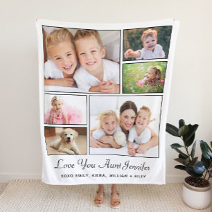 Aunt Love You 6 Photo Collage Sherpa Blanket