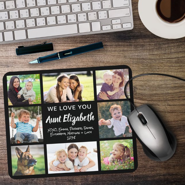 Aunt Love You Photo Collage Black Mouse Mat (Creator Uploaded)