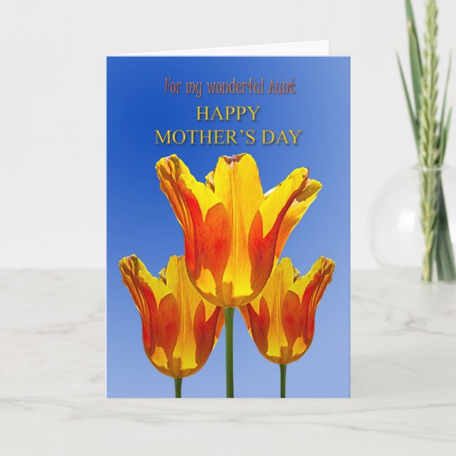 Aunt Mother's Day, tulips full of sunshine Card (Front)