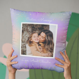 Aunt Niece Custom Photo Purple Cushion