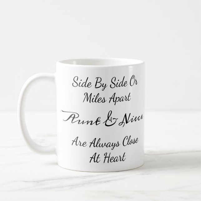 Aunt & Niece Quote – Side By Side or Miles Apart Coffee Mug (Left)