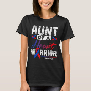 Aunt Of A Heart Warrior Chd Awareness Red Blue Rib T-Shirt