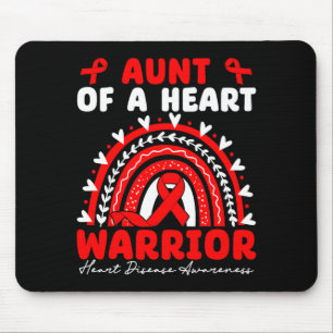 Aunt Of A Heart Warrior Heart Disease Boho Rainbow Mouse Mat