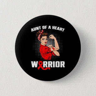 Aunt Of A Heart Warrior Heart Disease Messy Bun Ma 6 Cm Round Badge