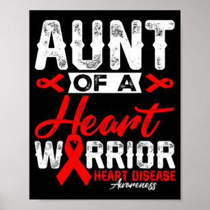 Aunt Of A Heart Warrior Heart Disease Red Ribbon M Poster