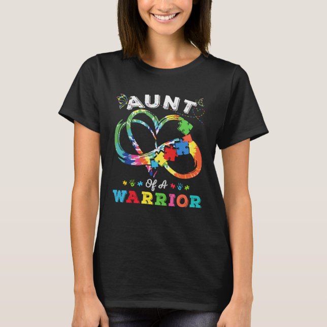 Aunt Of A Warrior Autism Awareness Love Puzzle Tie T-Shirt (Front)