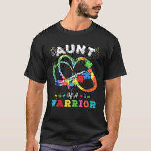 Aunt Of A Warrior Autism Awareness Love Puzzle Tie T-Shirt
