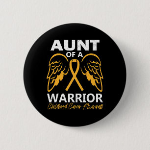 Aunt of A Warrior Childhood Cancer Awareness Angel 6 Cm Round Badge