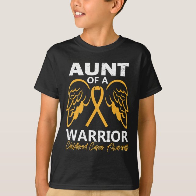 Aunt of A Warrior Childhood Cancer Awareness Angel T-Shirt (Front)