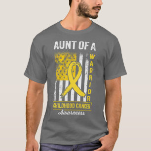 Aunt of A Warrior Childhood Cancer Awareness Gold T-Shirt
