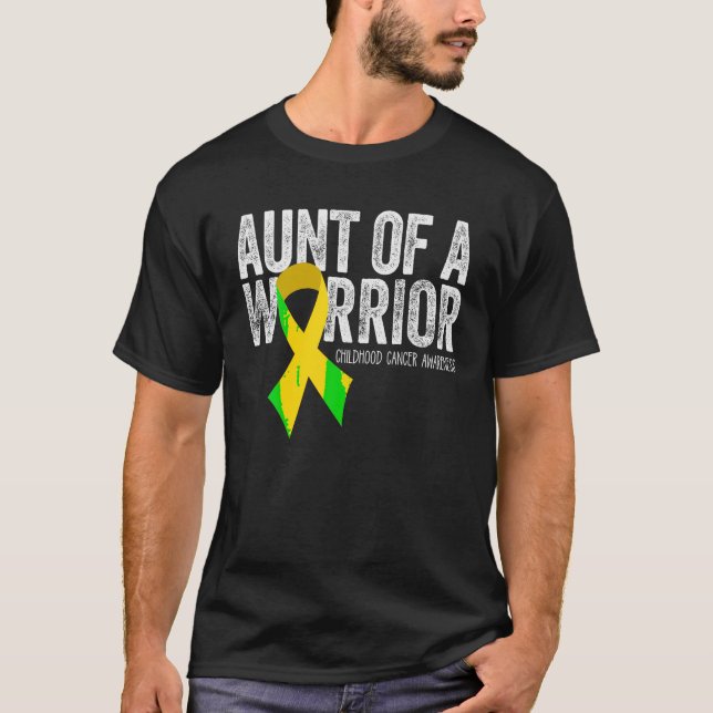 Aunt of a Warrior Childhood Cancer T Shirt Auntie  (Front)