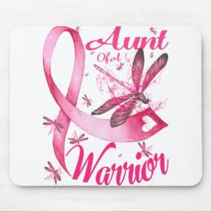 Aunt Of A Warrior Dragonfly Breast Cancer Mouse Mat