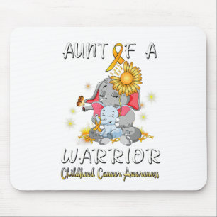 Aunt Of A Warrior Elephant Childhood Cancer Fighte Mouse Mat