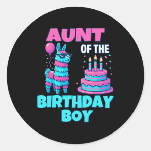 Aunt Of Birthday Boy Llama Pinata Party Family Mat Classic Round Sticker