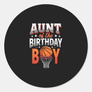 Aunt Of Birthday Boy Sketll Ller  Classic Round Sticker