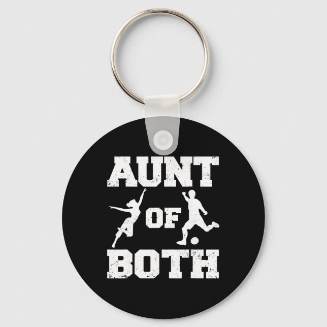 Aunt Of Both Dance And Soccer Funny Dancer Soccer  Key Ring (Front)