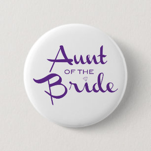 Aunt of Bride Purple on White 6 Cm Round Badge