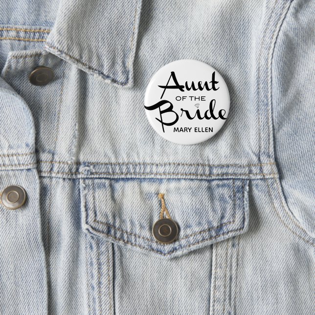 Aunt of Bride Retro Personalised 6 Cm Round Badge (In Situ)