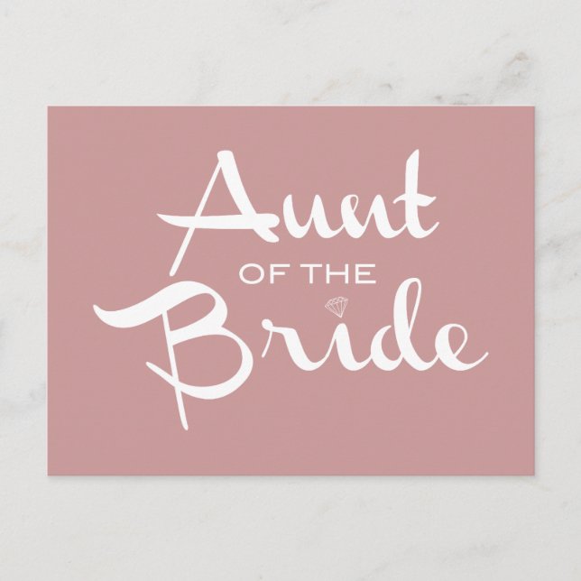 Aunt of Bride White on Mauve Postcard (Front)