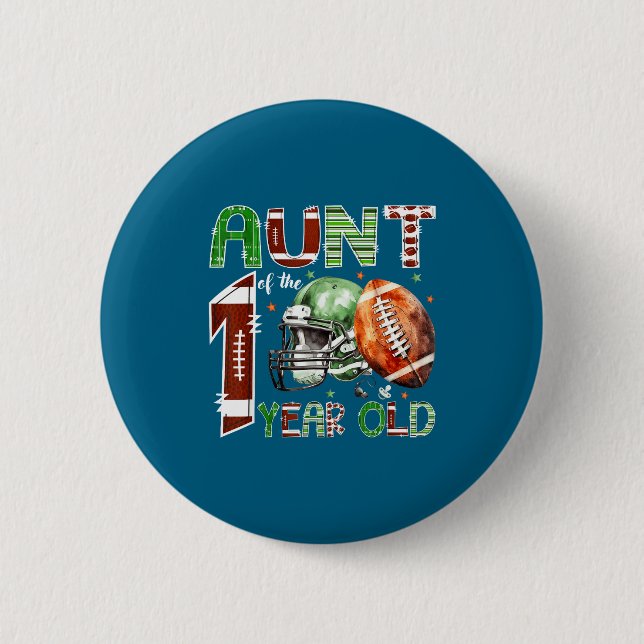 Aunt Of The 1 Year Old Football Lover 1st Birthday 6 Cm Round Badge (Front)