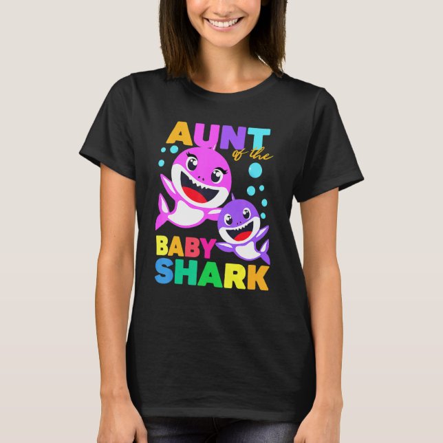 Aunt Of The Baby Birthday Shark Aunt Shark Christm T-Shirt (Front)