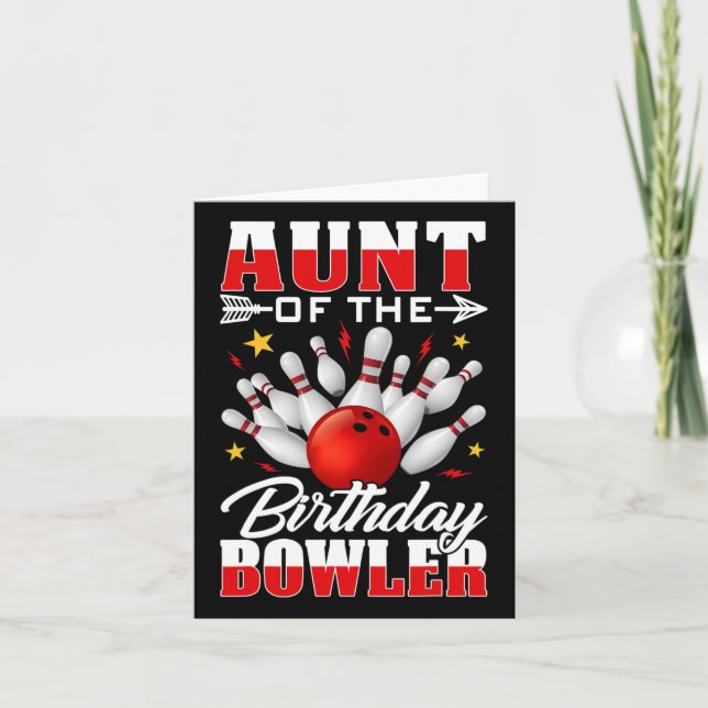 Aunt Of The Birthday Bowler Bday Bowling Party Cel Card (Front)