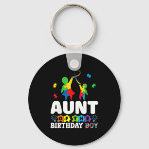 Aunt Of The Birthday Boy Autism Awareness Support Key Ring