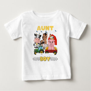 Aunt of The Birthday Boy Barnyard Farm Animals Tra Baby T-Shirt