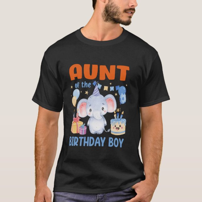 Aunt Of The Birthday Boy Family Birthday Party Ele T-Shirt (Front)