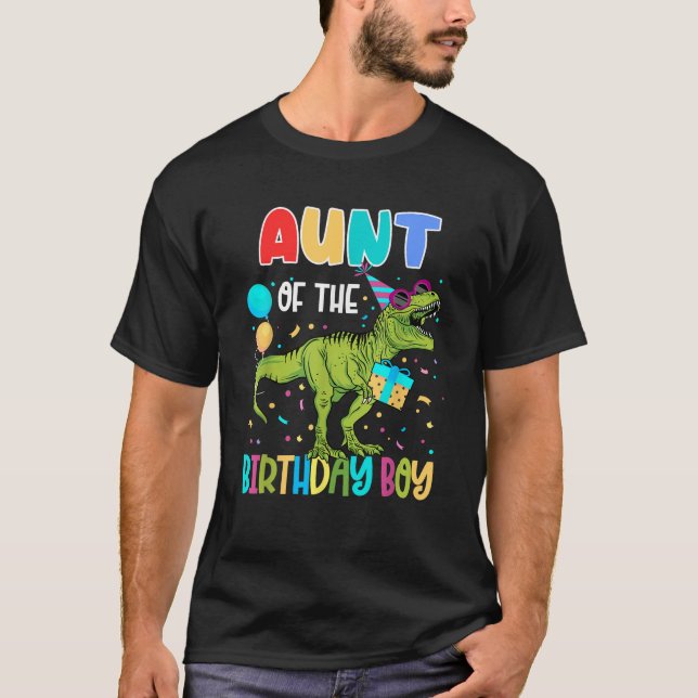 Aunt Of The Birthday Boy Family Matching Dinosaur  T-Shirt (Front)