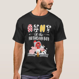 Aunt Of The Birthday Boy Farm Barnyard Party Cow L T-Shirt