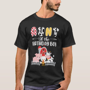 Aunt Of The Birthday Boy Farm Barnyard Party Cow L T-Shirt