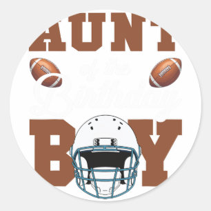 Aunt Of The Birthday Boy Football Party Family Mat Classic Round Sticker