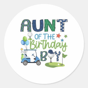 Aunt Of The Birthday Boy Hole In One Golf Sport  Classic Round Sticker