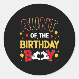 Aunt Of The Birthday Boy Matching Family Birthday  Classic Round Sticker