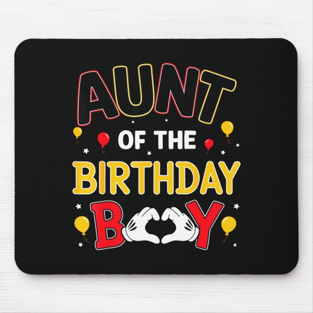 Aunt Of The Birthday Boy Matching Family Birthday  Mouse Mat (Front)