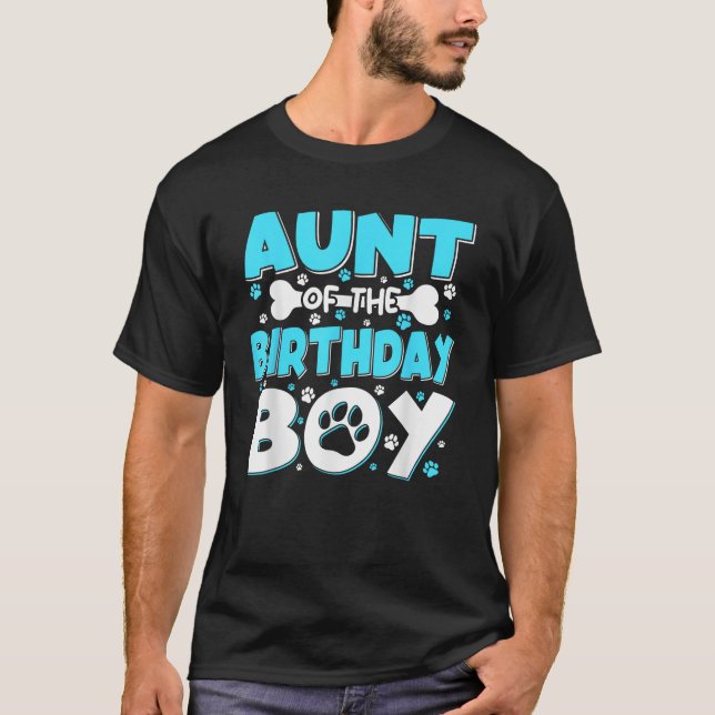 Aunt Of The Birthday Boy Matching Family Party Dog T-Shirt (Front)