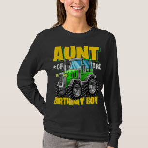 Aunt of the Birthday Boy Matching Family Tractor B T-Shirt