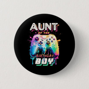 Aunt Of The Birthday Boy Matching Family Video Gam 6 Cm Round Badge