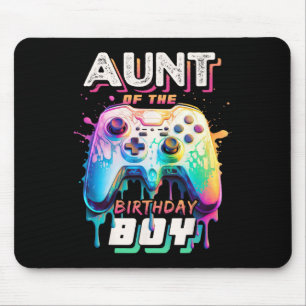 Aunt Of The Birthday Boy Matching Family Video Gam Mouse Mat