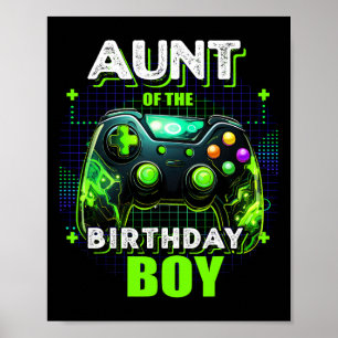 Aunt Of The Birthday Boy Matching Family Video Gam Poster