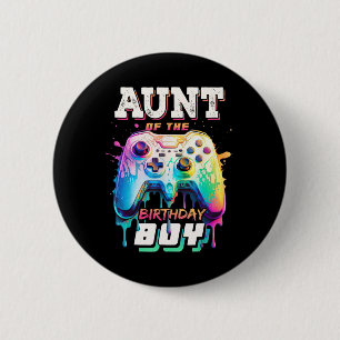 Aunt Of The Birthday Boy Matching Video Game Birth 6 Cm Round Badge