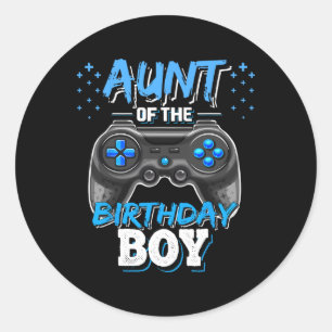 Aunt Of The Birthday Boy Matching Video Game Birth Classic Round Sticker