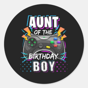 Aunt Of The Birthday Boy Matching Video Game Birth Classic Round Sticker