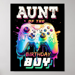 Aunt Of The Birthday Boy Matching Video Game Birth Poster