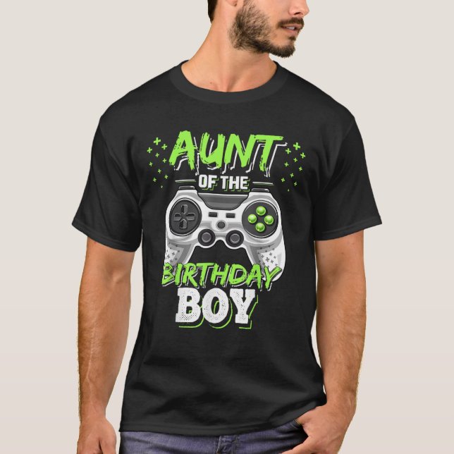 Aunt of the Birthday Boy Matching Video Game Birth T-Shirt (Front)