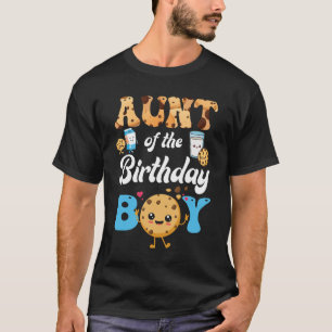 Aunt Of The Birthday Boy Milk And Cookies 1st Birt T-Shirt